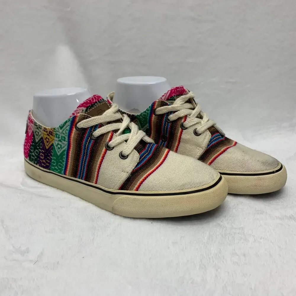 Mipacha Womens Size 7.5 Embroidered Natural Sneakers Antro Tribal Mexican Style